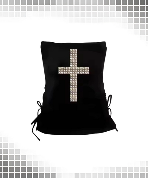 Cross Rhinestone Tube Top