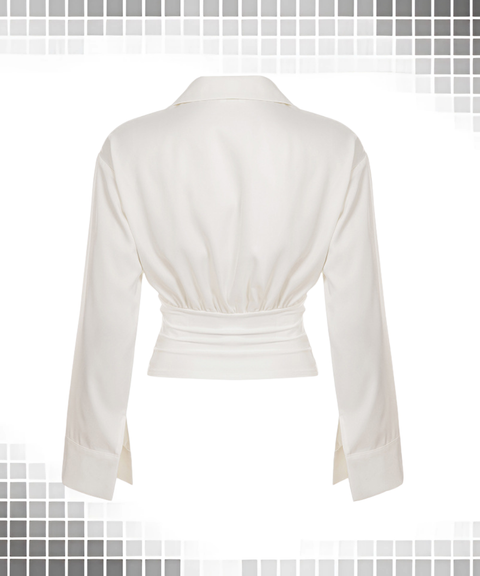 Polo-neck shirt-sleeve top