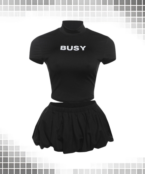 Printed T-Shirt And Mini Skirt Set Busy Candy