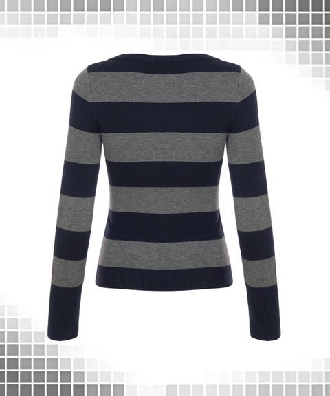 Contrast striped V-neck long-sleeved sweater