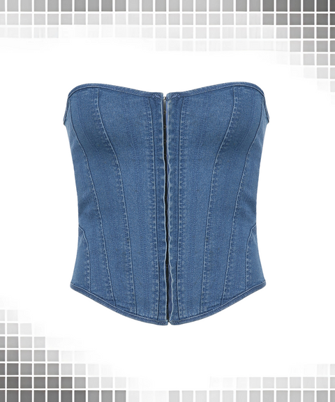 Single-breasted Denim Corset