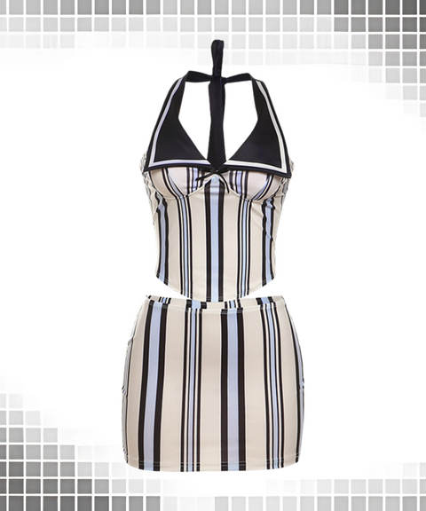 Printed Tank Top And Bodycon Skirt Set