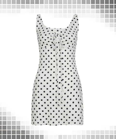Polka Dot Print Suspender Dress