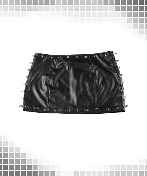 Riveted PU Leather Skirt
