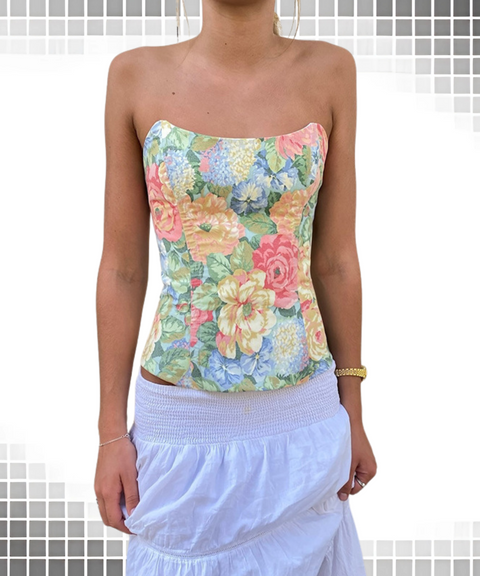 Floral Print Strapless Top