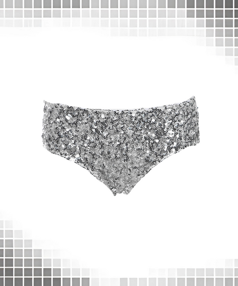 Silver beaded low-rise briefs shorts
