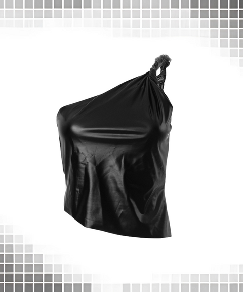 One-shoulder Leather Sleeveless Top