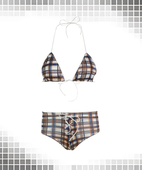 Plaid print bikini set