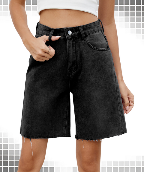 Straight denim shorts