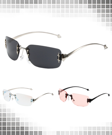 Frameless Studded UV-Protection Fashion Sunglasses