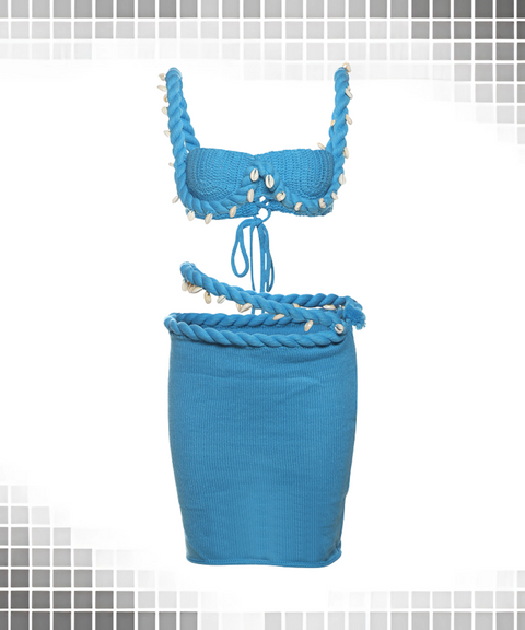 Low-cut Top Short Skirt Set