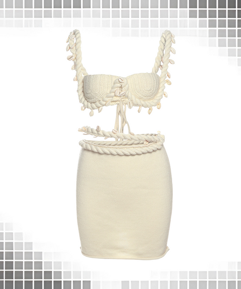 Low-cut Top Short Skirt Set
