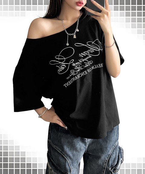 Letter Printed Loose T-shirt
