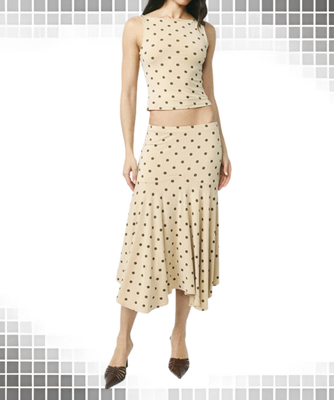 Polka Dot Print Sleeveless Top Skirt Set