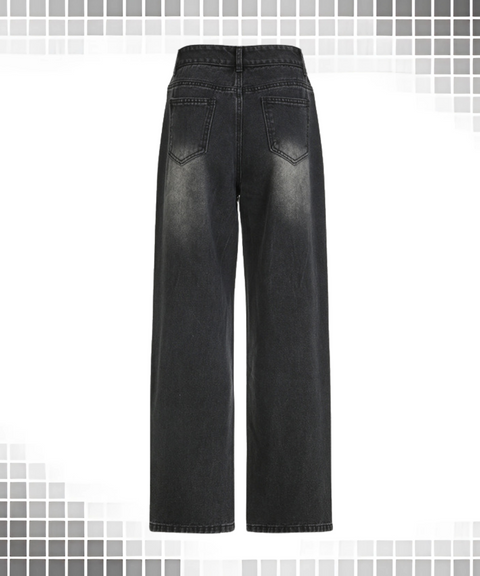 Rhinestone Loose Wide-Leg Low-Waist Jeans