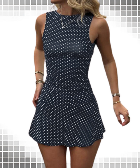 Black And White Polka Dot Sleeveless Dress