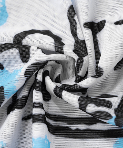 Striped Letter Printed Sheer T-Shirt