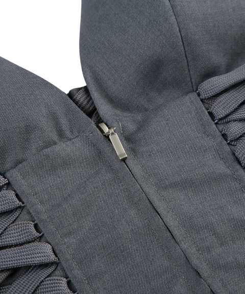 Hanging Neck Zipper Vest and Shorts