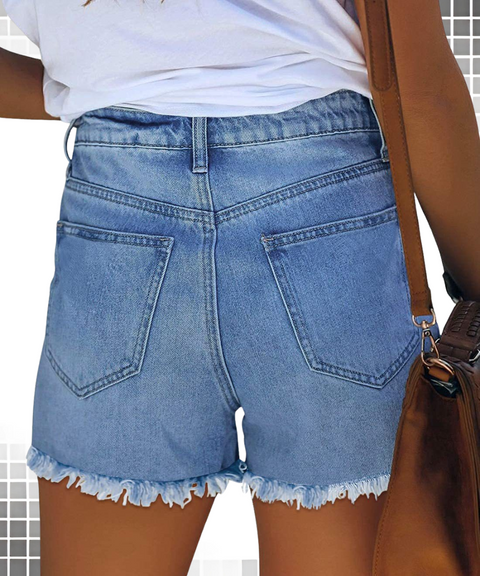 American Flag Element Ripped Jeans Short
