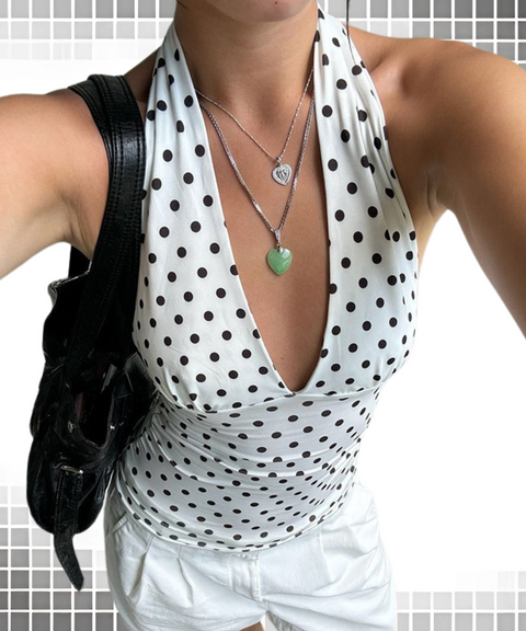 Polka Dot Print Halter Vest