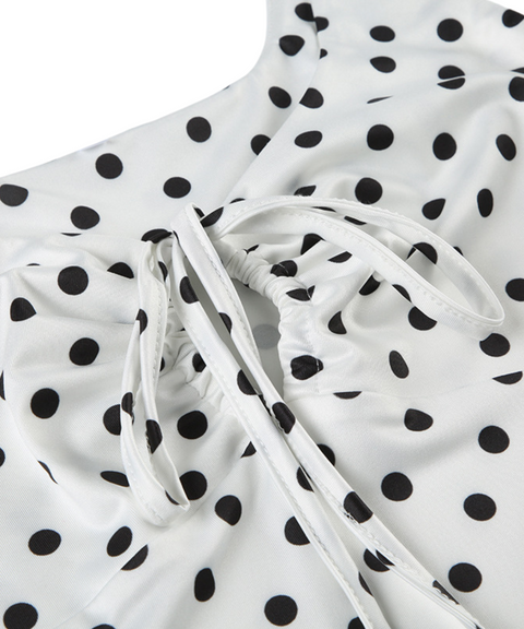 Polka Dot Print Suspender Dress
