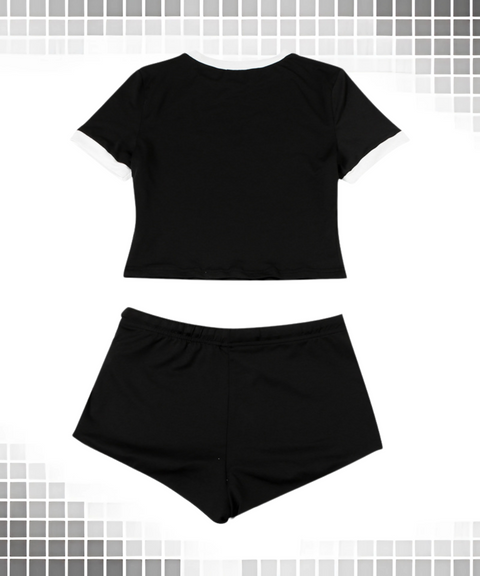 Printed Crop Top And Shorts Set