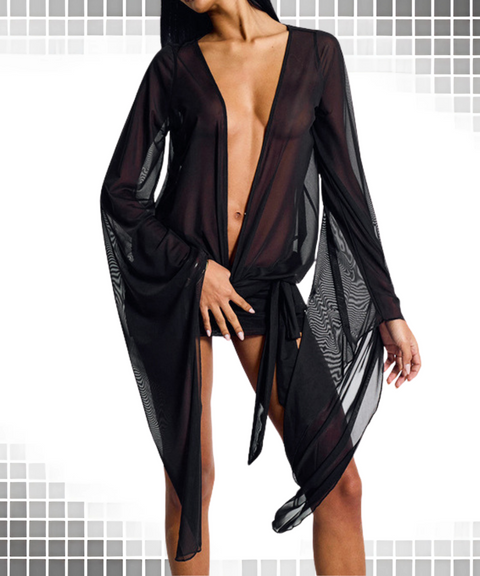 Solid Mesh Short Dress