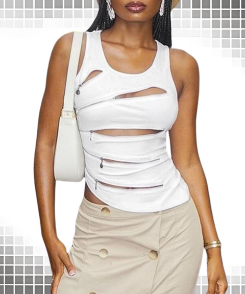 Irregular Zipper Vest