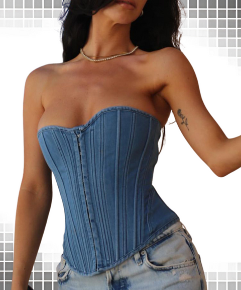 Single-breasted Denim Corset
