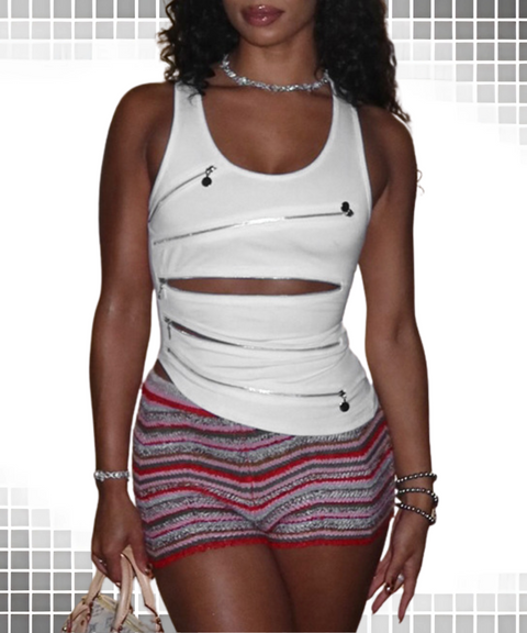 Irregular Zipper Vest