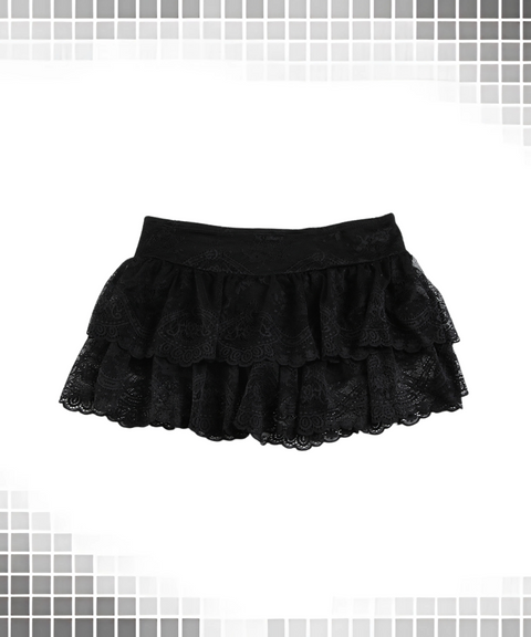 Low-waist Lace Pleated Skirt