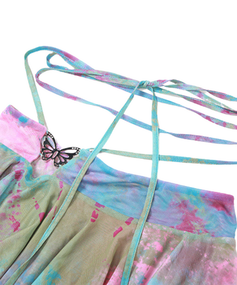 High-Waisted Tie-Up Tassel Skirt Three-Piece Set