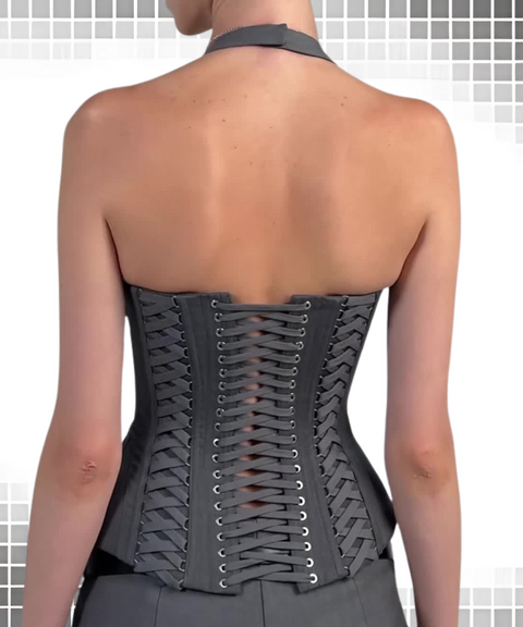 Hanging Neck Zipper Vest and Shorts