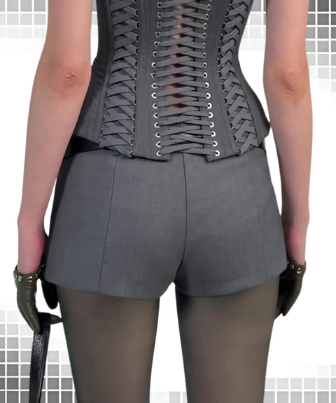 Hanging Neck Zipper Vest and Shorts
