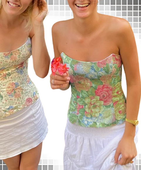 Floral Print Strapless Top