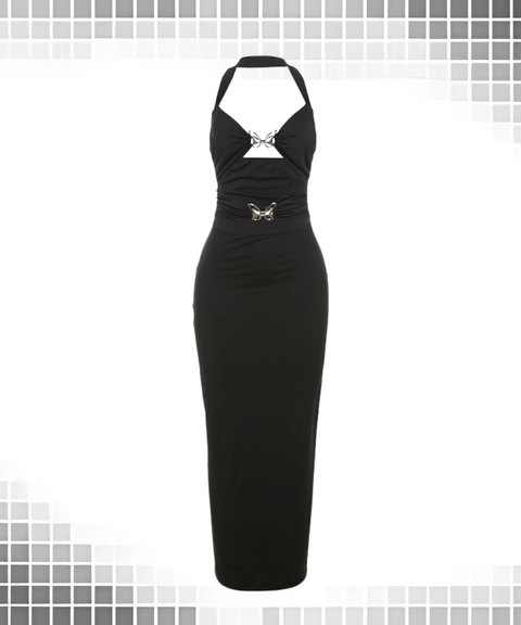 Metallic Butterfly Holder Dress