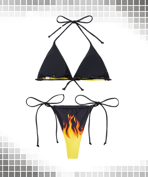 Flame Print Bikini Set