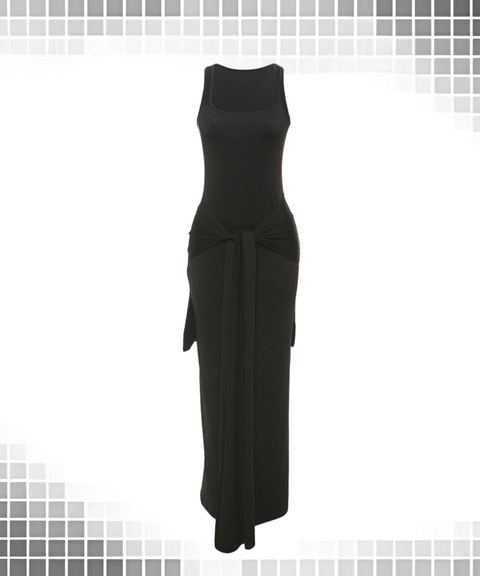 Square Neck High-Waisted Dress