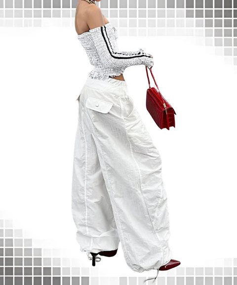 Low-Waist Loose Straight Trousers