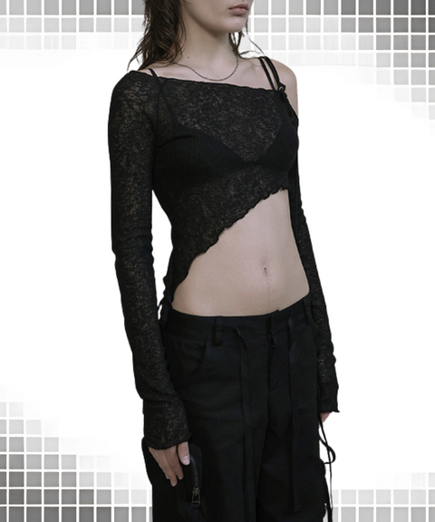 Slant-neck Cropped Top