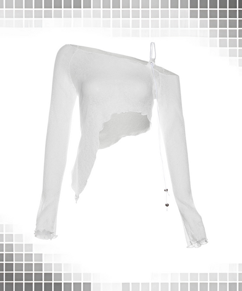 Slant-neck Cropped Top