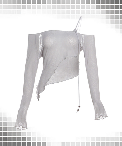 Slant-neck Cropped Top