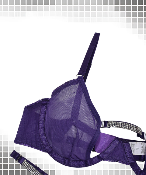 Women's Sexy Clothing, Underwire mesh rhinestone sexy set, Nightout, OOTD