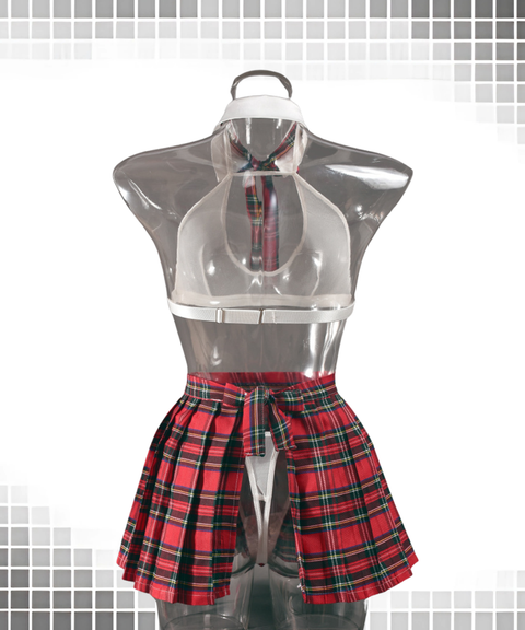 Women's Sexy Clothing, Plaid pleated skirt lingerie multi-piece set