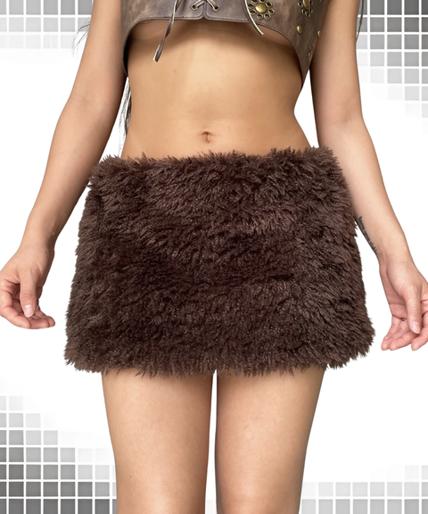 Plush mini skirt/half-length skirt, Nightout OOTD