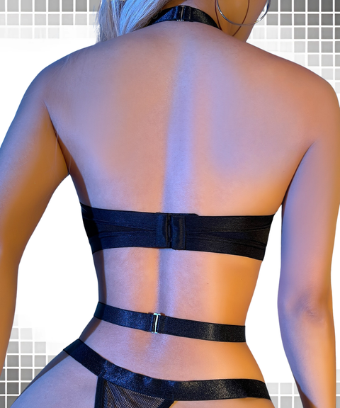 Sexy bodysuit with metal chain