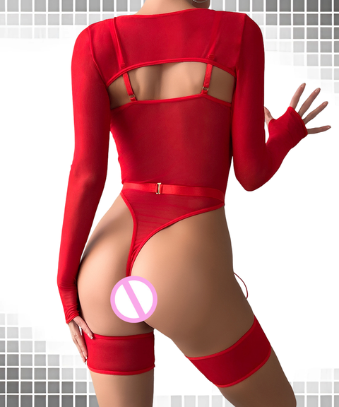 Long-sleeved camisole bodysuit three-piece set