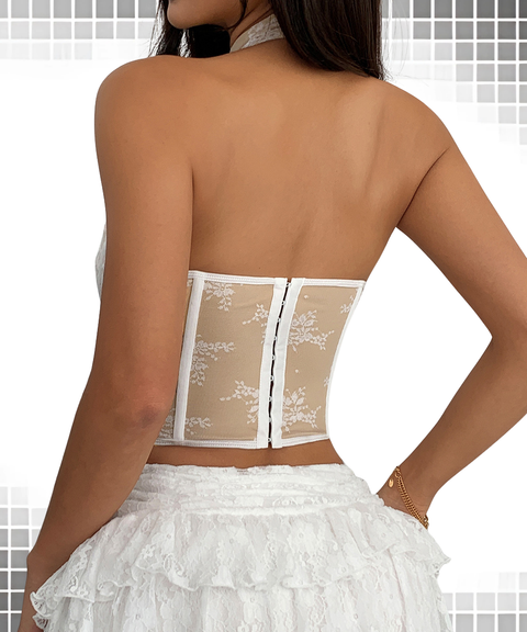 Sexy Lace Cheongsam-Style Halter Top