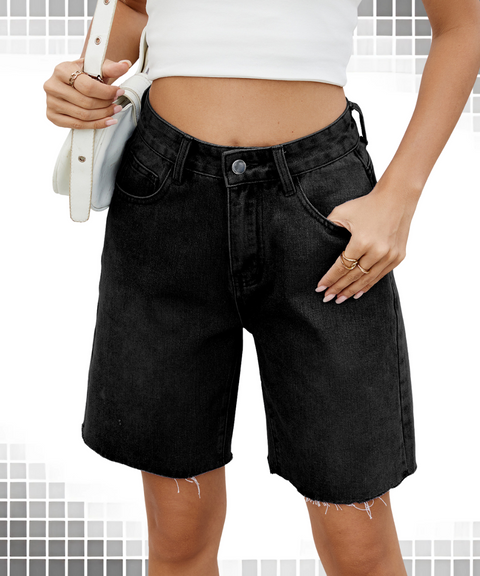 Straight denim shorts