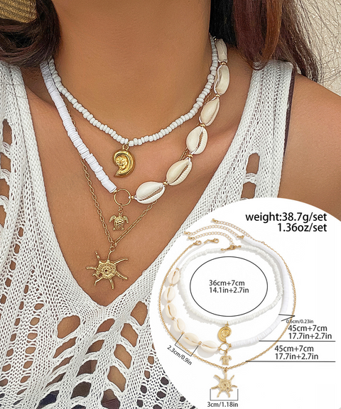 Beach-Style Shell Multi-Layered Necklace